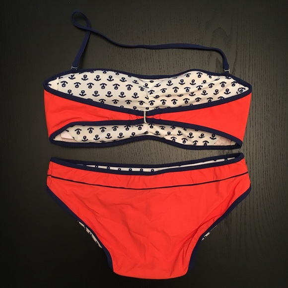 Sperry Coral and Navy Swim Bikini, M/XS - Picture 3 of 5